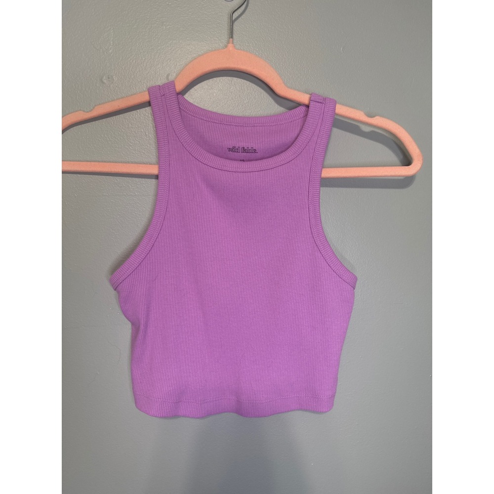 Wild Fable Purple Ribbed Racerback Crop Tank Top Women XS - Picture 2 of 4
